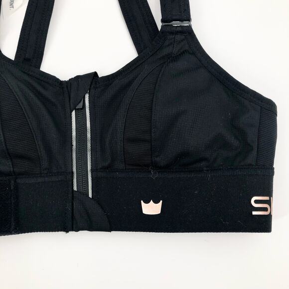 BRAND NEW Shefit Ultimate Sports Bra in Black Zipper Front Adjustable Straps XS - Picture 2 of 5